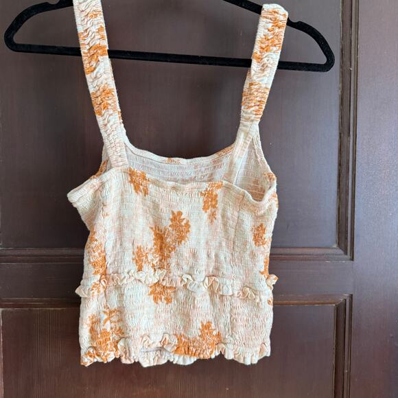 FREE PEOPLE | Intimately Hanna Peach and Pink Floral Smocked Camisole | Medium - Picture 5 of 6